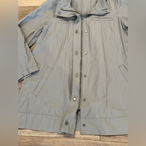 Eileen Fisher Hidden Hood Gray Rain Jacket Size Small - Picture 5 of 11